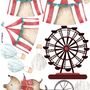 Kids Watercolor Circus Amusement Park with Little Hot Air Balloon Wall Decal Sticker