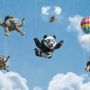 Kids Playful Animal Skydiving Wallpaper Mural