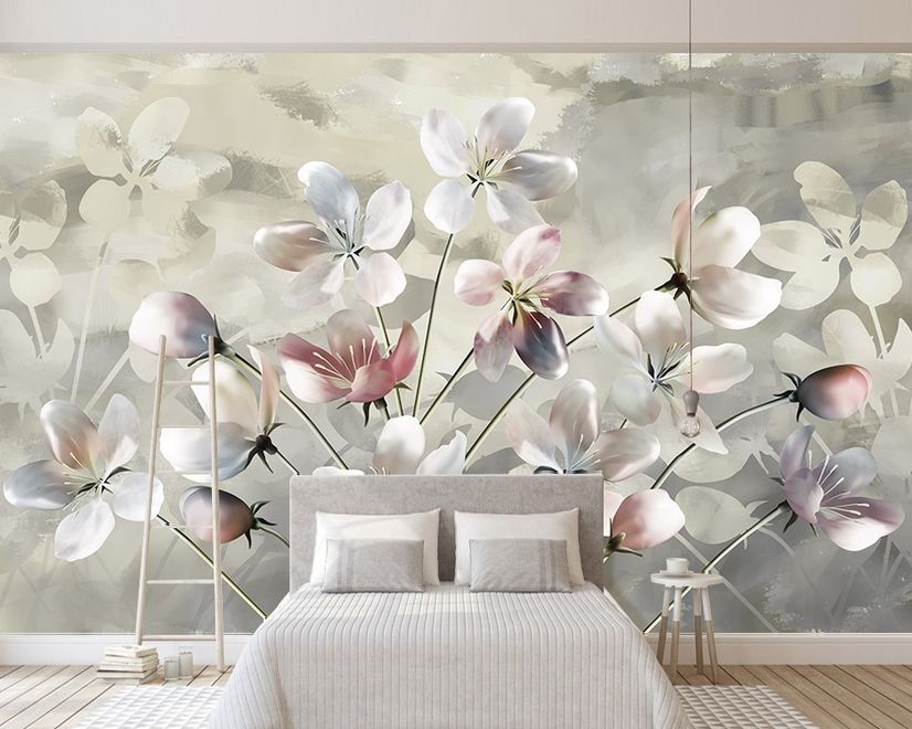 Oil Painting Pastel Floral Wallpaper Mural