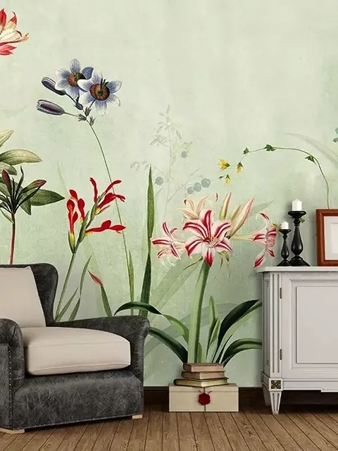 Bunte Pflanzen und Blumen Fototapete