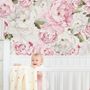 Nursery Watercolor Pink Peony Floral Blossom Wallpaper Mural