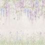 Fototapete mit Aquarell Hängende Wisteria Blumen und Kolibris