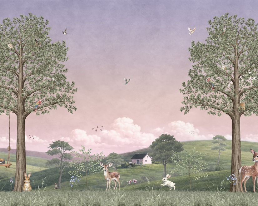 Kids Forest Animals Landscape Wallpaper Mural