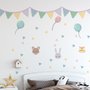 Stickers muraux animaux guirlandes drapeaux triangles chambre bébé