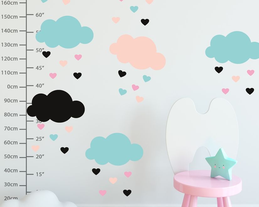 Nuage coloré avec petit coeur stickers muraux pour enfants et bébé