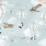 Cartoon Pandas with Hot Air Balloons Wallpaper Mural