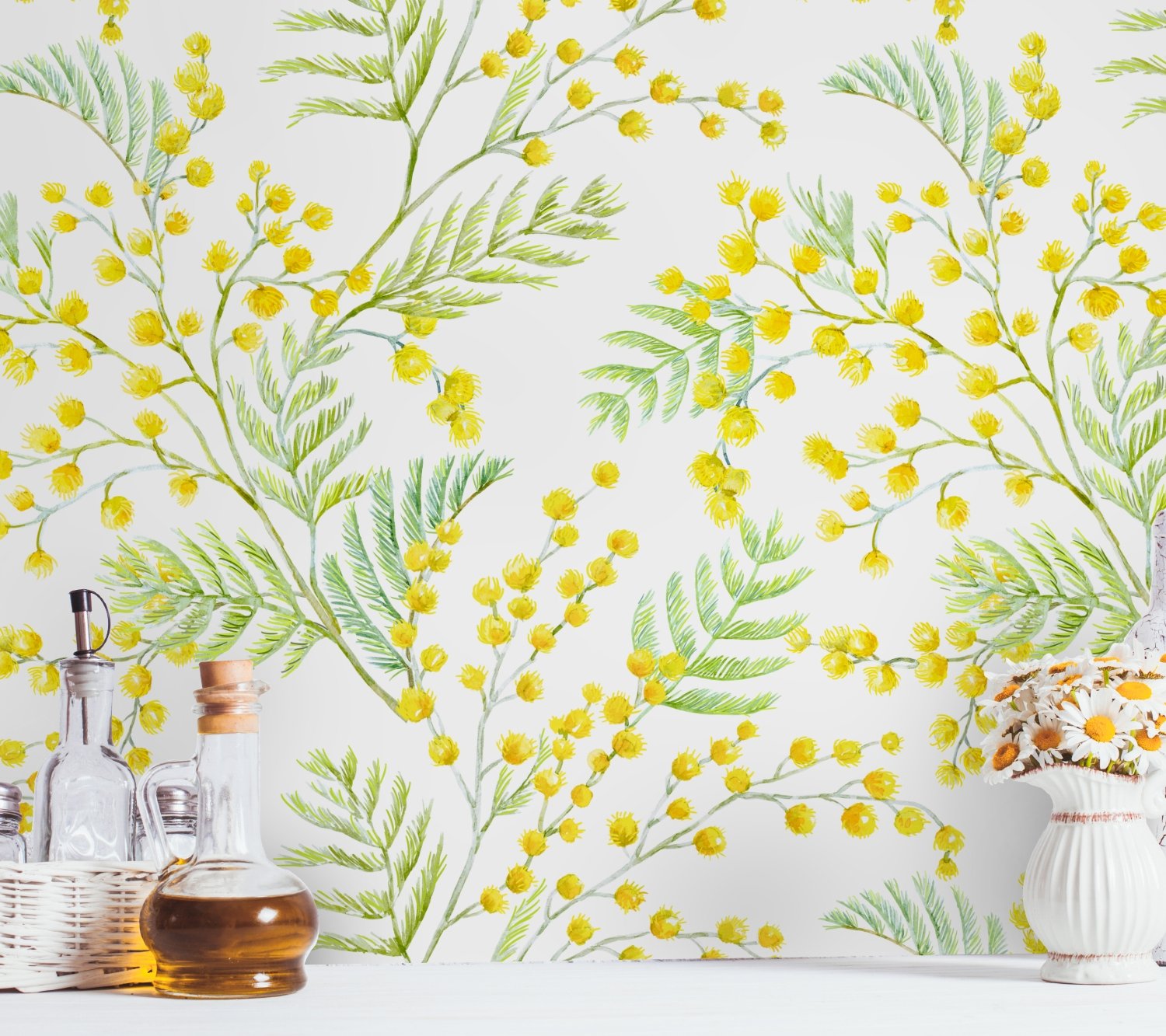 Yellow Herbs Floral Wallpaper Mural - Peel and Stick