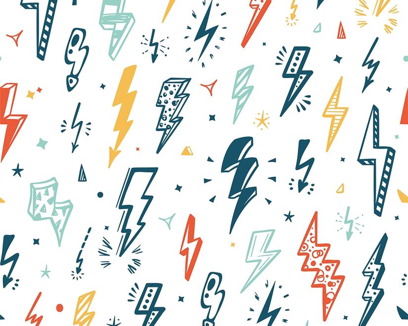Kids Lightning Bolt Pattern Wallpaper Mural