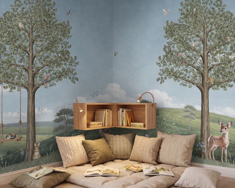 Kids Forest Animals Landscape Wallpaper Mural