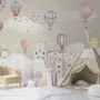 Kids Nursery Cartoon Winter and Little Hot Air Balloon Wallpaper Mural