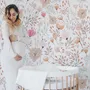 Kids Soft Light Pink / Blue Wildflowers Floral Pattern Wallpaper Mural