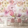 Pink Peony Floral Bouqet Pattern Wallpaper Mural