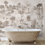 Papier peint panoramique vintage monochrome de style Jouy