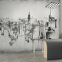 Papier peint panoramique monochrome de la ville de charcoal