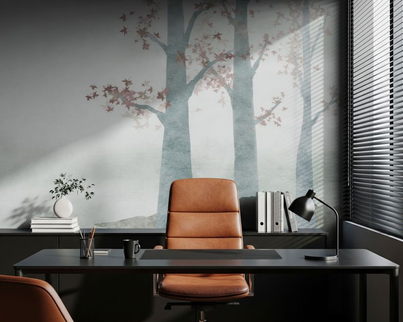 Misty Forest Autumn Landscape Wallpaper Mural