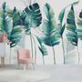 Monochrome Green Banana Leaf Wallpaper Mural