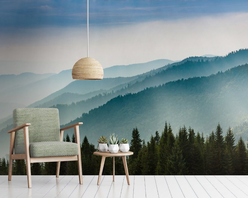 Fototapete Neblige Berge Landschaft