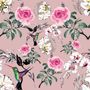 Vintage Pink Floral with Little Birds Wallpaper Mural