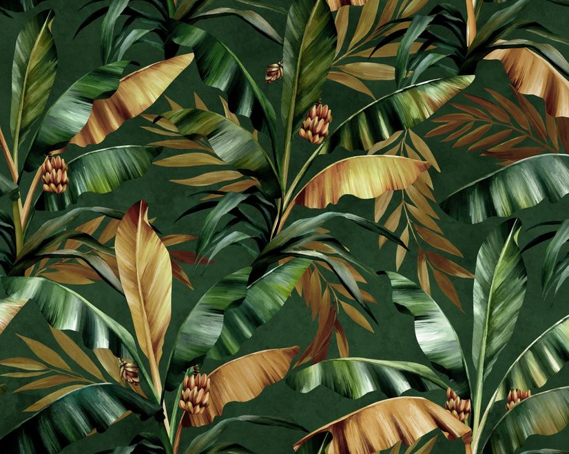 Palm and Banana Leaf Wallpaper Mural
