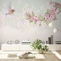 Papier peint panoramique fleurs de bégonia rose aquarelle