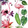 Tropical Protea Floral with Flamingo Wall Decal Sticker