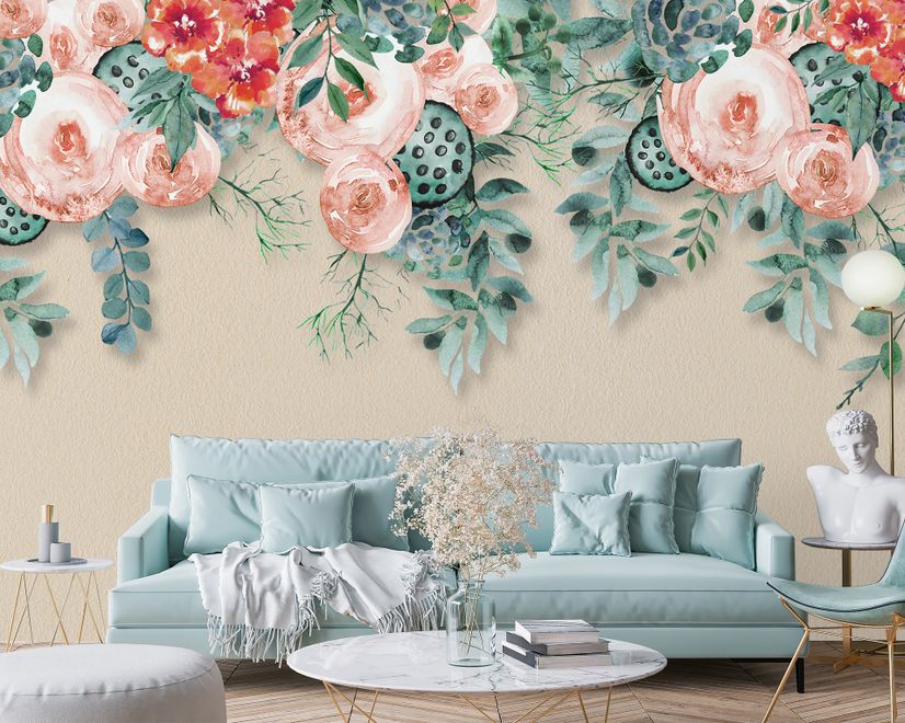 Watercolor Floral Wallpaper Mural