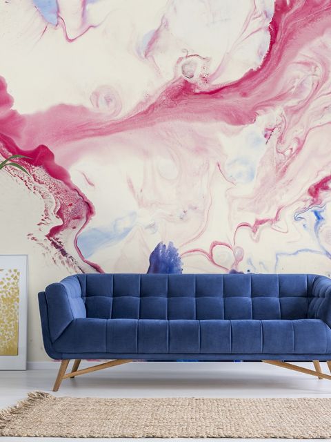 Fototapete im Pink-Blau-Marmor-Stil