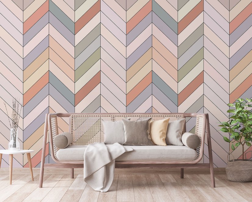 Papier peint panoramique vintage à chevrons
