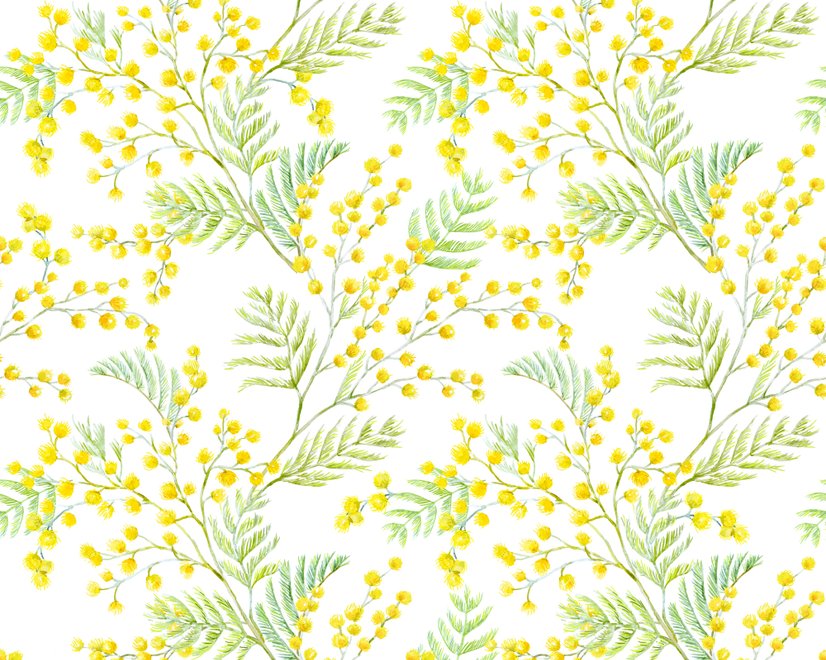 Papier peint panoramique floral aux herbes jaunes