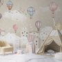 Kids Nursery Cartoon Winter and Little Hot Air Balloon Wallpaper Mural