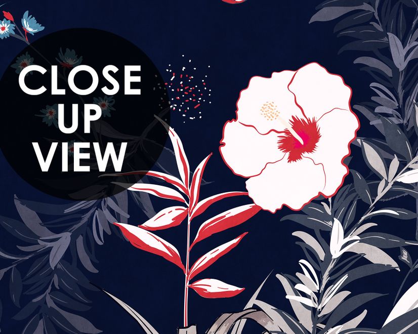 Retro Dark Flowers Wallpaper Mural