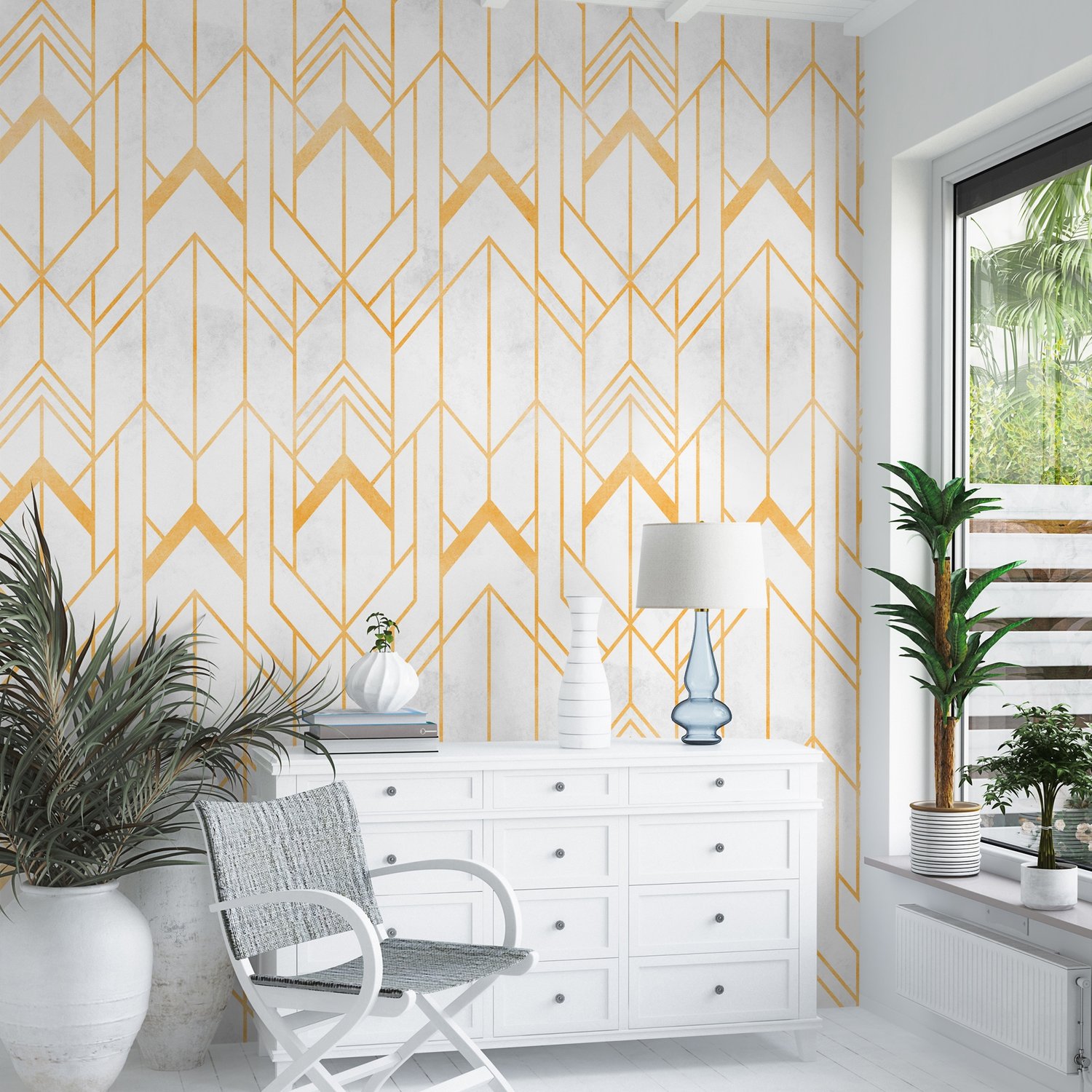 Geometric Art Deco Wallpaper Mural - Peel and Stick