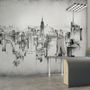 Monochrome Charcoal City Wallpaper Mural