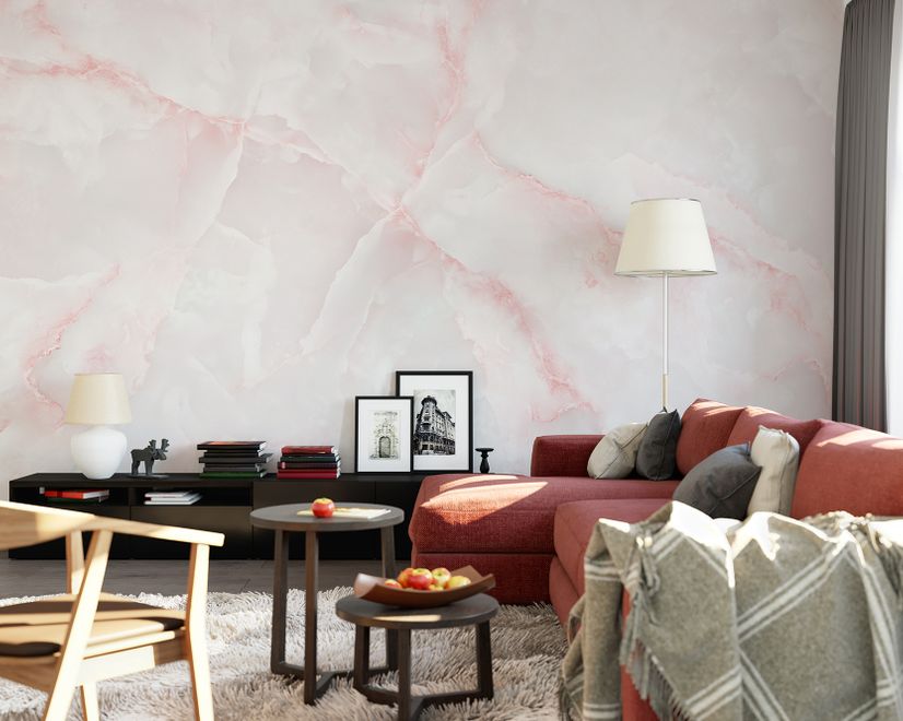 Abstract Pink Marble Stone Art Wallpaper Mural