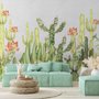 Watercolor Desert Floral and Cactus Wallpaper Mural