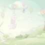 Animals Flying with Balloon Wallpaper Mural
