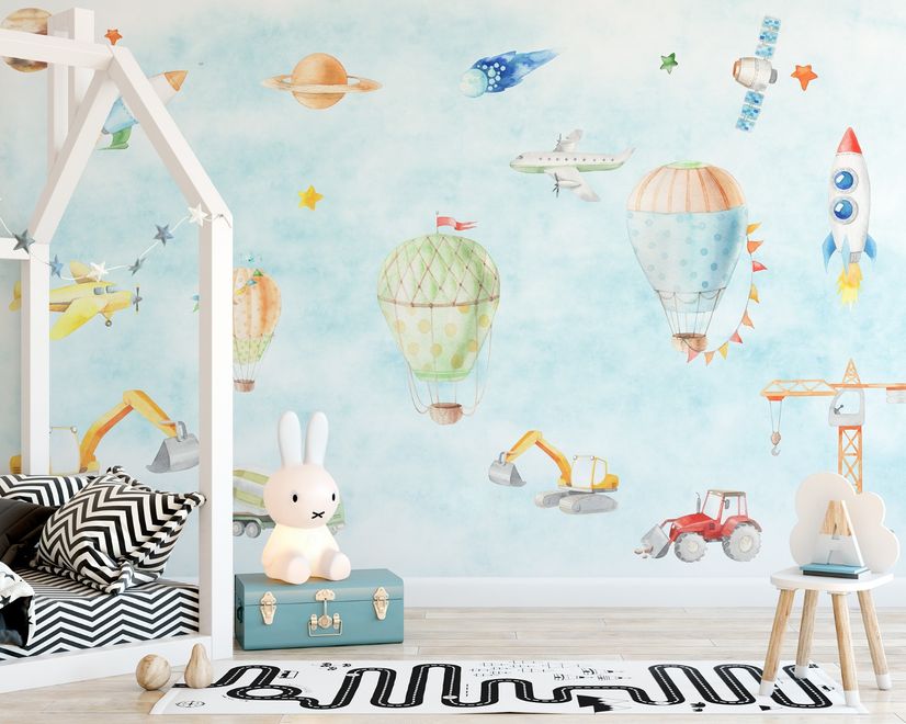 Kids Hot Air Balloons Wallpaper Mural