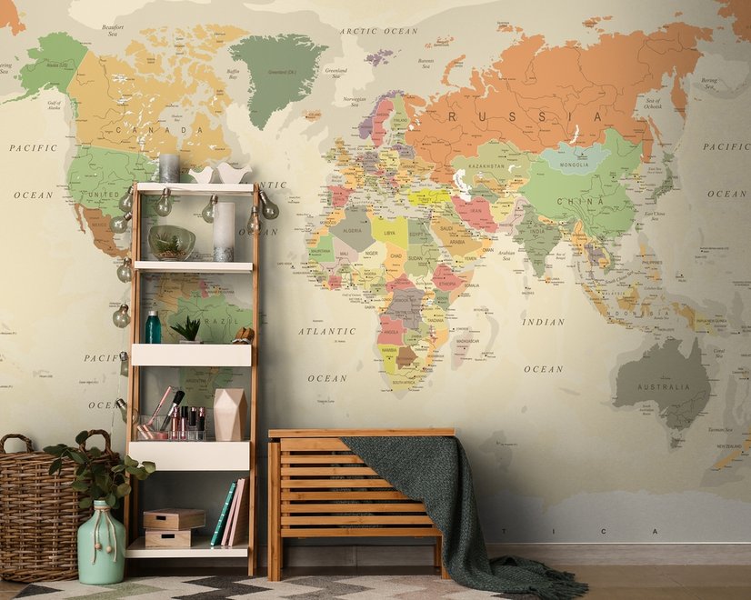 Colorful Political Map Wallpaper Mural