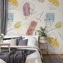 Artist Face Line Art with Colorful Abstract Brush Wallpaper Mural