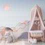 Papier Peint Panoramique Montagne Colorée avec Soleil Rose