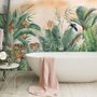 Tiger and Tropical Leaves Wallpaper Mural