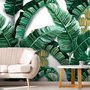 Papier peint panoramique motif feuilles de bananier à l'aquarelle