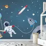 Watercolor Space with Astronaut and Meteor Wallpaper Mural