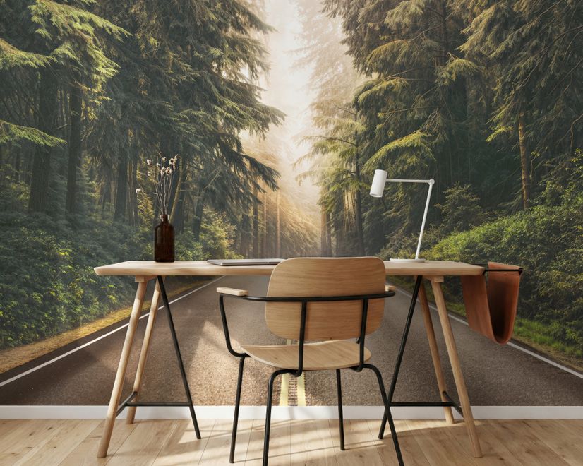 Autobahn auf der Waldlandschaft Fototapete