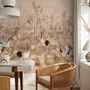 Chinese Peony Flowers and Bamboo Landscape with Crane Birds