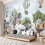 Papier peint animaux volants mignons cabane arbre chambre bébé
