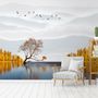 River Landscape and Yellow Autumn Trees Wallpaper Mural