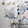 Papier peint panoramique floral victorien doux et papillon jaune