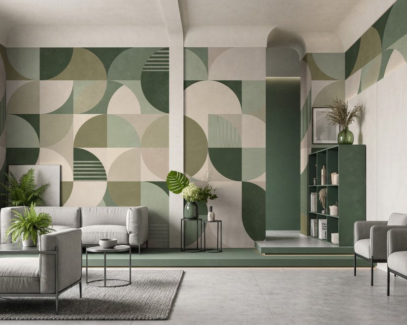Retro Abstract Geometric Shapes Wallpaper Mural