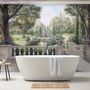 Soft Drawing Forest with Marble Fountain Wallpaper Mural